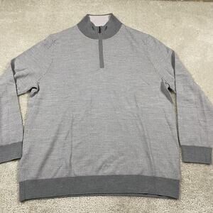 Brooks Brothers Sweater Mens 2XL Gray Extra Fine Merino 1/4 Zip Mock Neck Knit